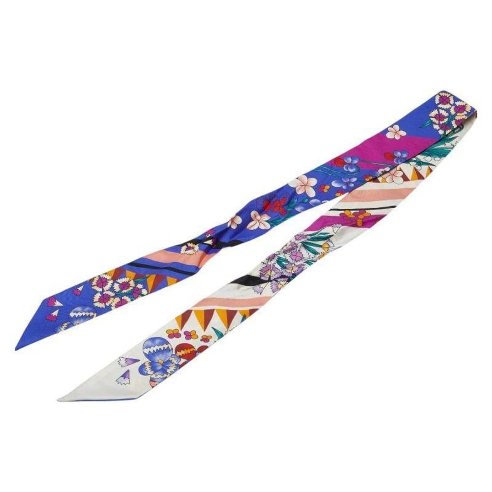 Fendi Wrappy Silk Bandeau Scarf Multi Color Floral Geometric Print Made in Italy